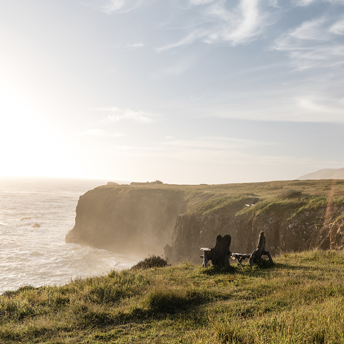 A view of the cliffs and the ocean